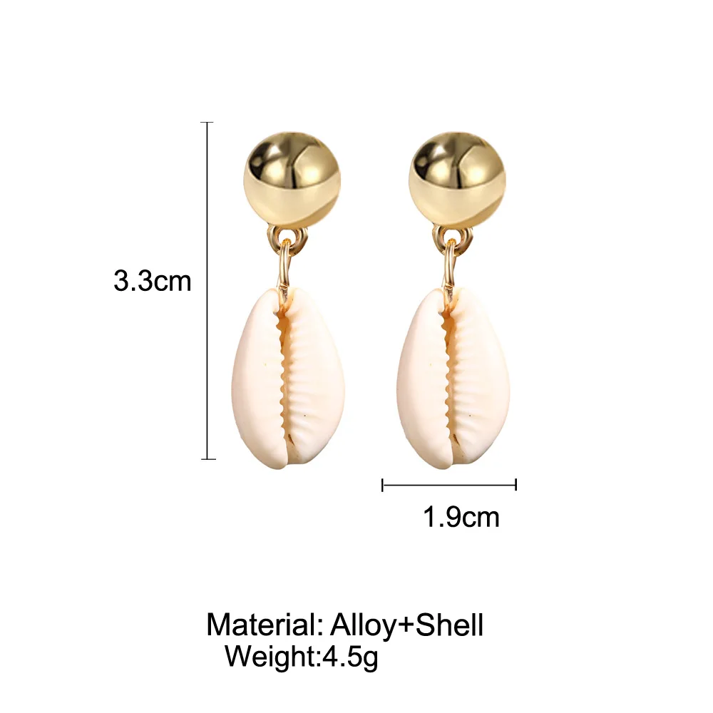 FENGLI богемный натуральный Каури кулон в виде Ракушки Серьги-капли золотой