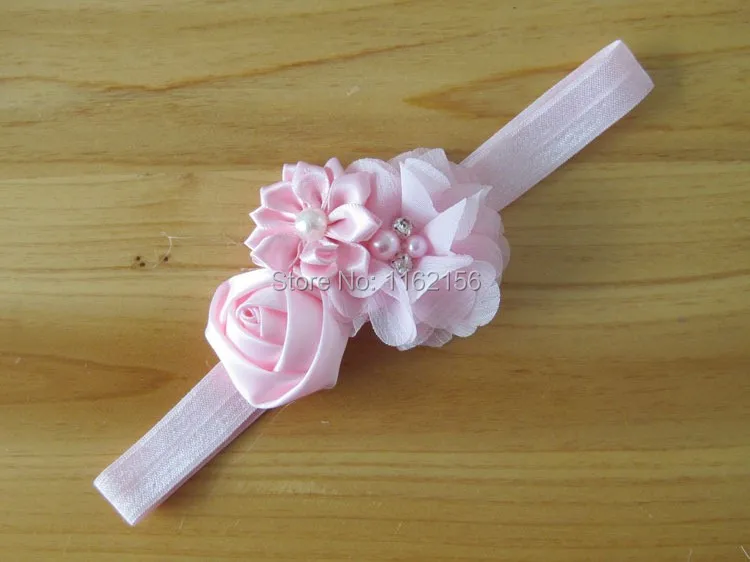 Бесплатная доставка 6 шт./лот эластичные повязки на голову с Цветок Жемчужный