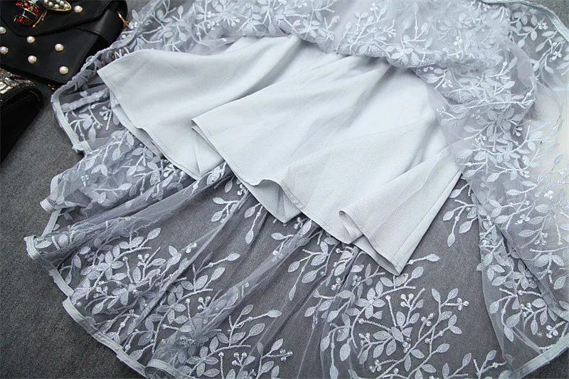Summer Dresses Women Designer Butterfly Sleeves Transparent Beading Embroidery Asymmetrical Dovetail Tulle Party Dress Sexy