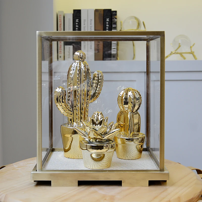 Новинка 2018 украшения в виде Нордического кактуса Керамические Золотые кактусы