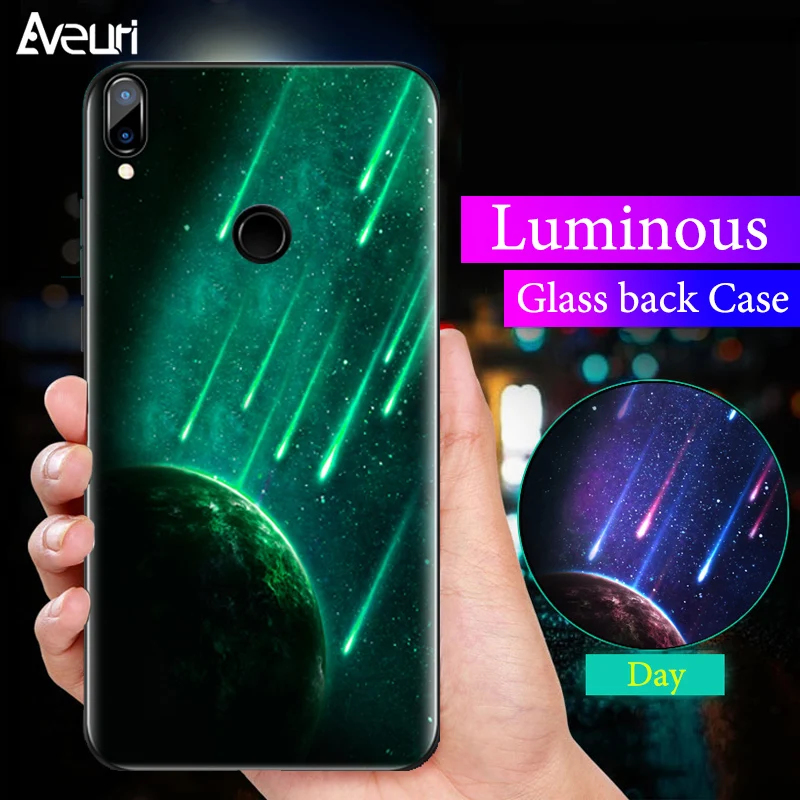 Роскошный светящийся стеклянный чехол для телефона Huawei Nova 3 3i Y9 P Smart Plus
