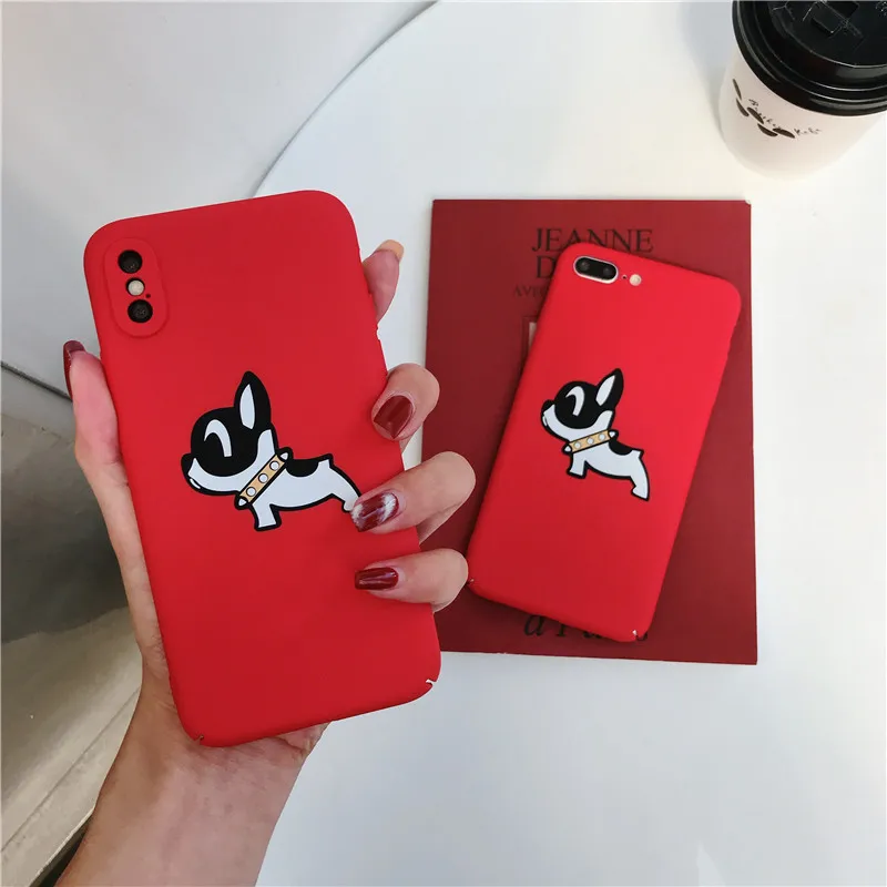Милые красные чехлы для iPhone 7 XS MAX XR 8 6 6s Plus с французским бульдогом матовая задняя