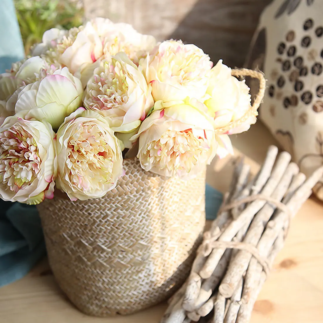 

Artificial Flowers Peony Dahlias 5 Heads Silk Flower Wedding Bouquet Fall Vivid Fake Wedding Flower Bouquets Decoration