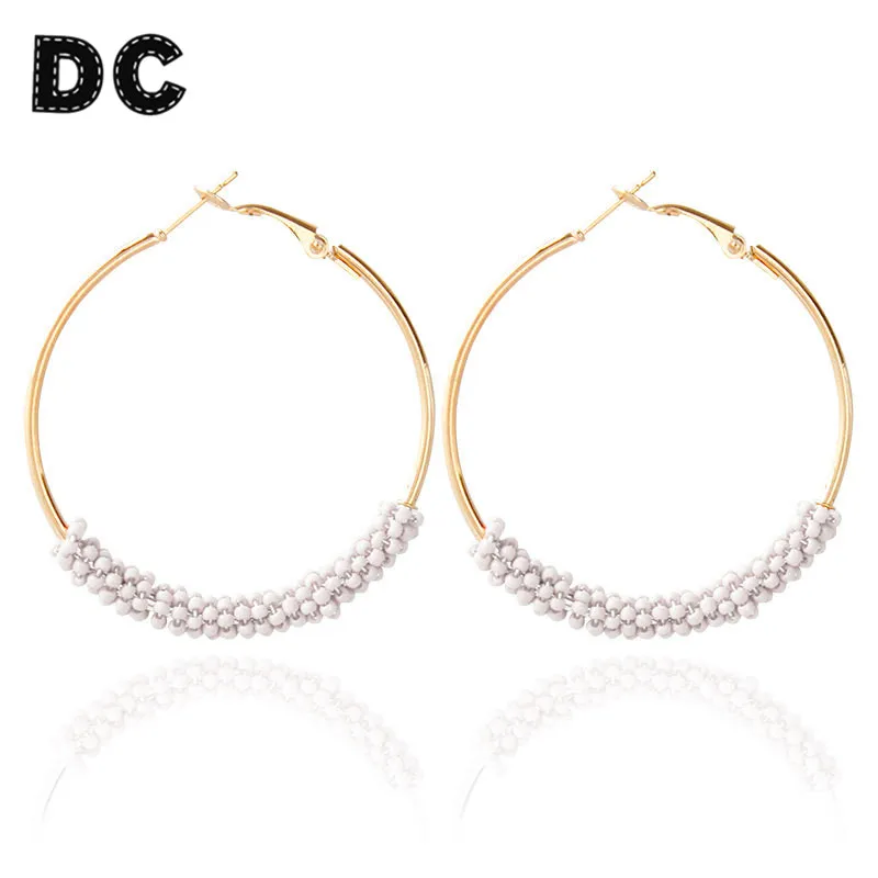 DC 1 пара модные простые маленькие красные зеленые бусины большие круглые серьги