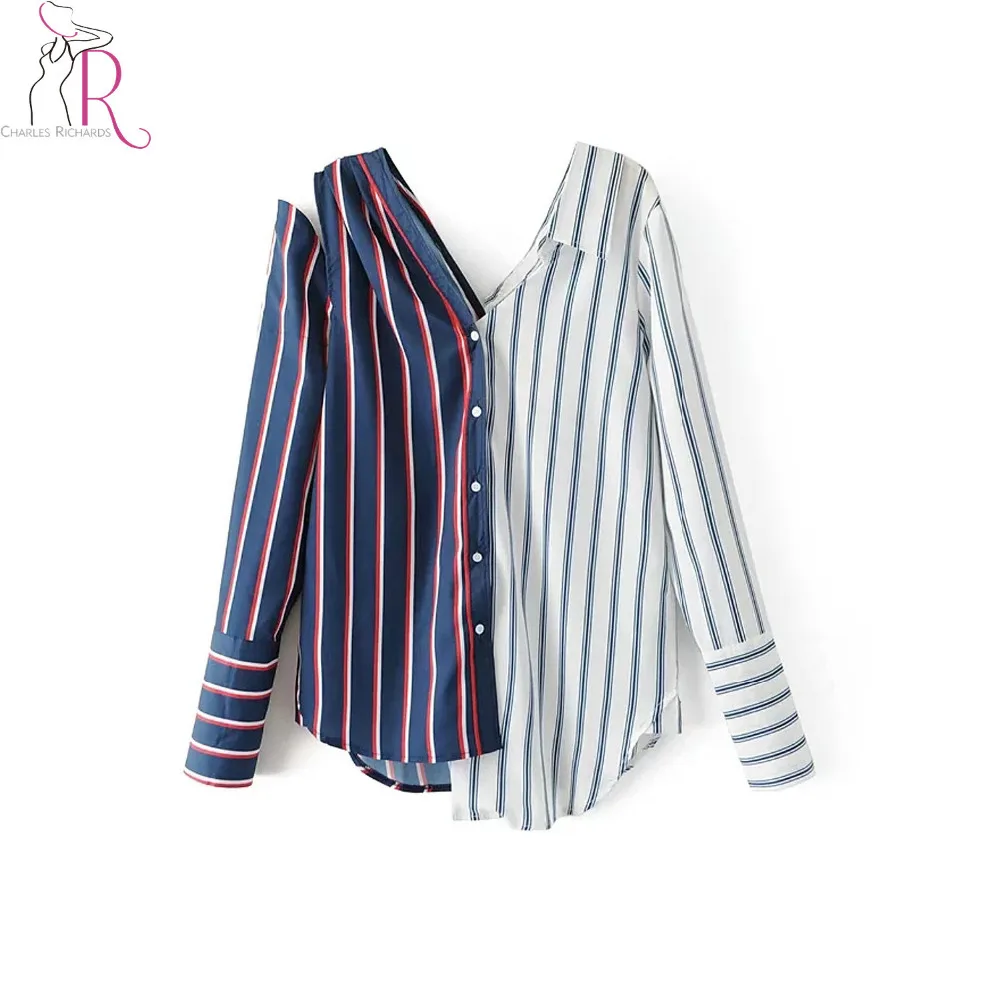 Цвет широкую полоску выдалбливают с длинным рукавом Асимметричная рубашка Для