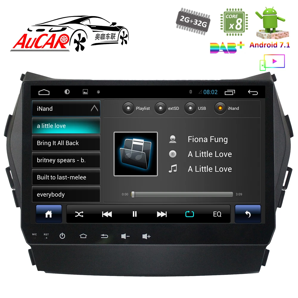 Автомобильный DVD-плеер 9 дюймов Android 7 1 GPS-навигация для Hyundai SantaFe IX45 2013-2017 радио с