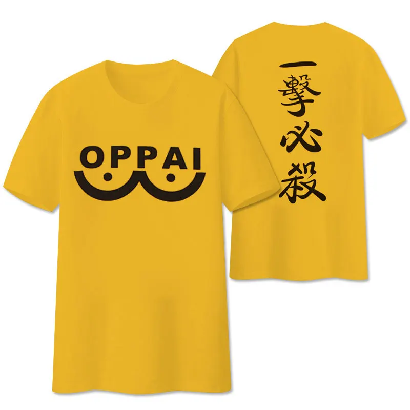 Хлопковые футболки с рисунком аниме Wanpanman OPPAI базовая футболка короткими