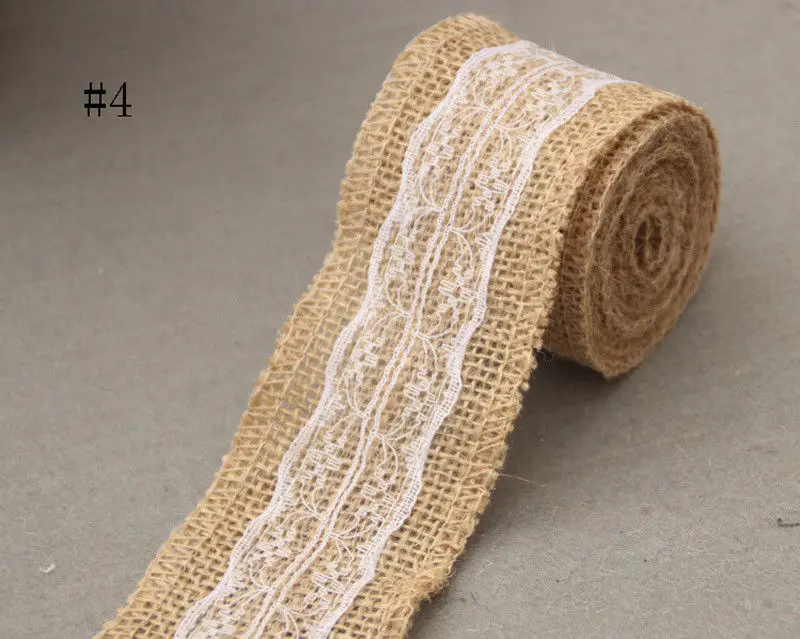 4 Высокое качество красивая Hessian Мешковина джутовое кружево тканевая лента с бантиками 5 см* 2 м кружевная отделка DIY вышитая для шитья декоративная ткань - Цвет: 4