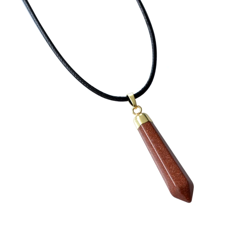 Подвески из натурального камня Золотая Кепка с кристаллом ожерелье подвеской