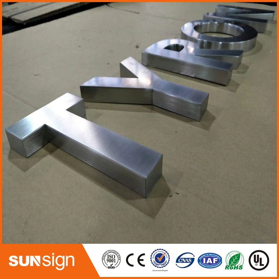 Brushed stainless steel flat letters cutting letters