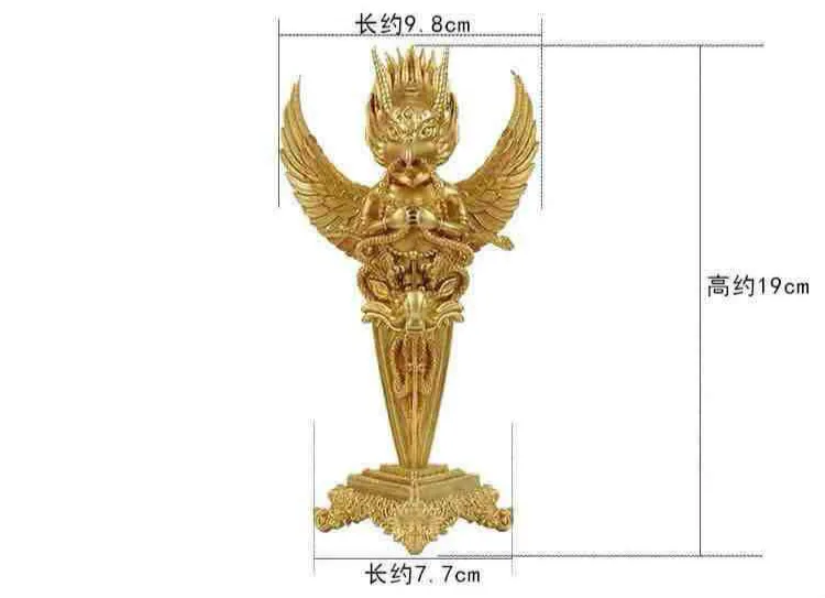 Пест Ваджра из чистого медного сплава с золотыми крылышками Dapeng Алмазная с изображением птицы табличка с базовым металлическим ремеслом Тибетский буддизм секретный патриарший