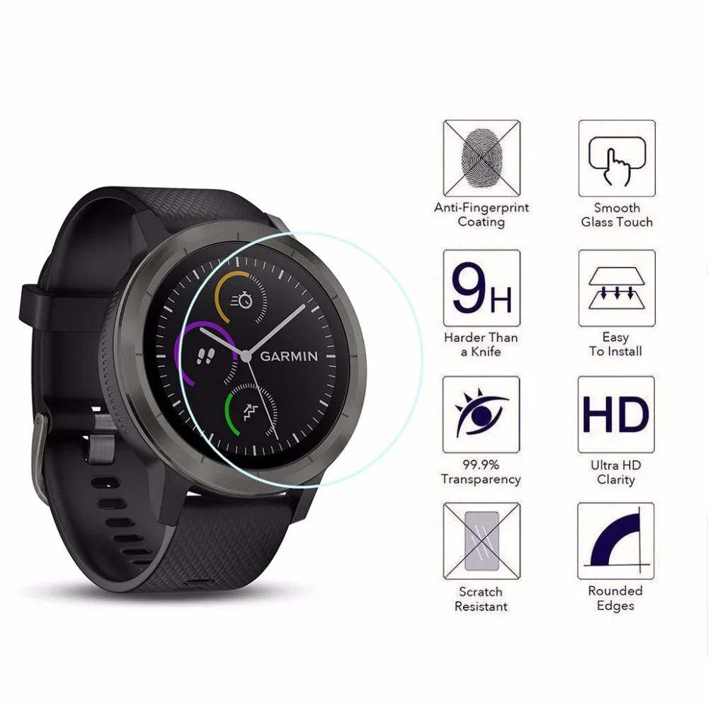 Защитная пленка из закаленного стекла HD для часов Garmin Vivoactive 3 2.5D 9H с защитой от