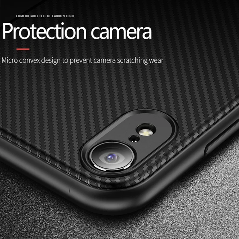 Тонкий мягкий чехол для iphone 7 8 Plus XS Max XR случаях из углеродного волокна Coque 6 6s плюс X