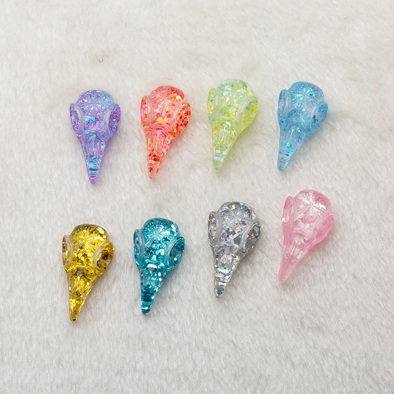 20 шт./лот 34*17 мм Горячий Ворон череп withGrai FlatBack Смола голова птицы череп ремесла для Diy украшения многоцветный кабошоны из смолы