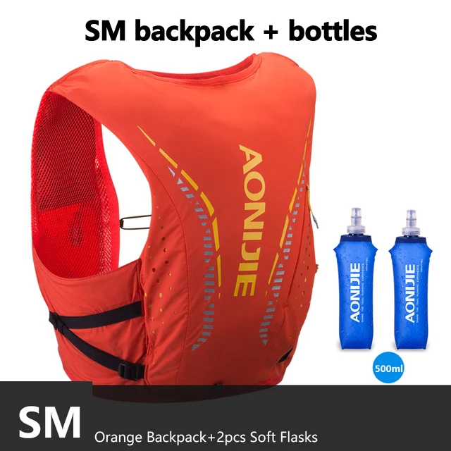 red SM- bottles AONIJIE Расширенный Кожаный Рюкзак гидратация пакет рюкзак сумка Жилет Жгут водный Пузырь походный Кемпинг бег марафон гонки C942 - Цвет: red SM- bottles