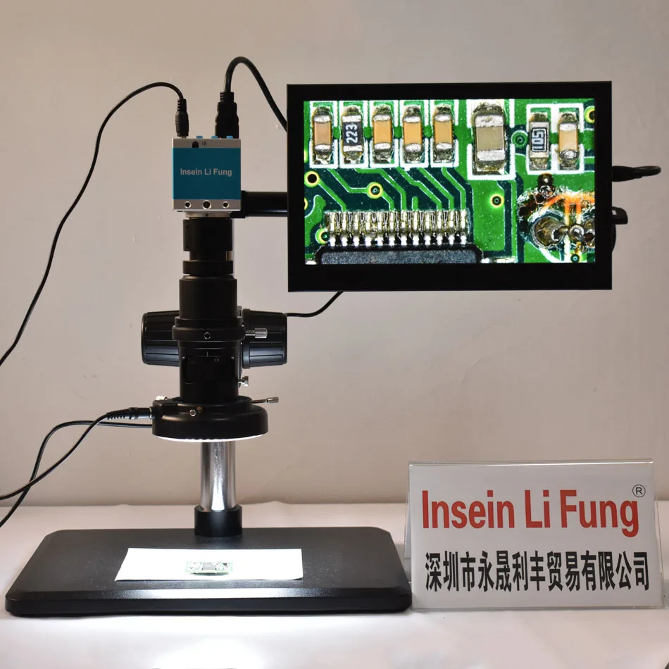 16MP 1080P HDMI USB Electronic Video Microscope Camera TF Card Storage+20X-180X Continuous Zoom C-Mount Lens+Bracket+LED Light |