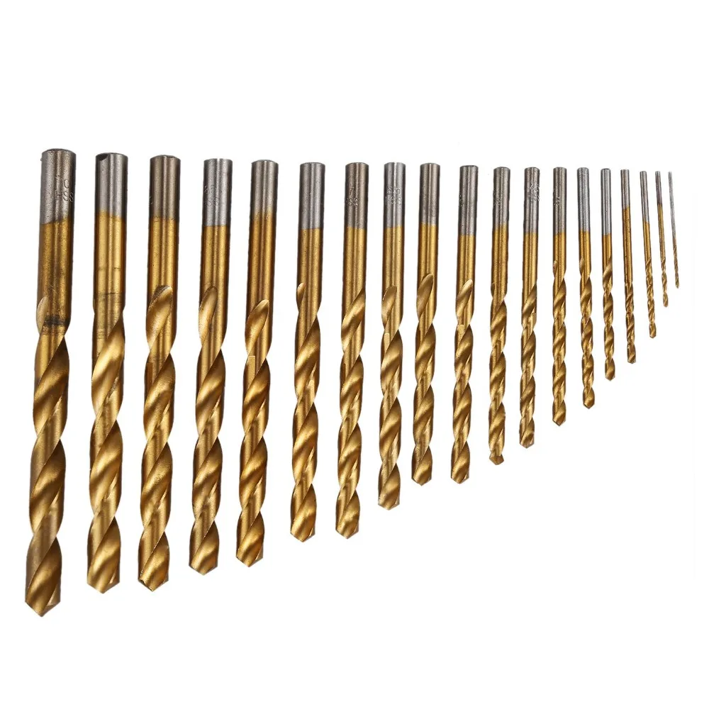19 шт. набор сверл с титановым покрытием HSS Twist Drill Bit высококачественные