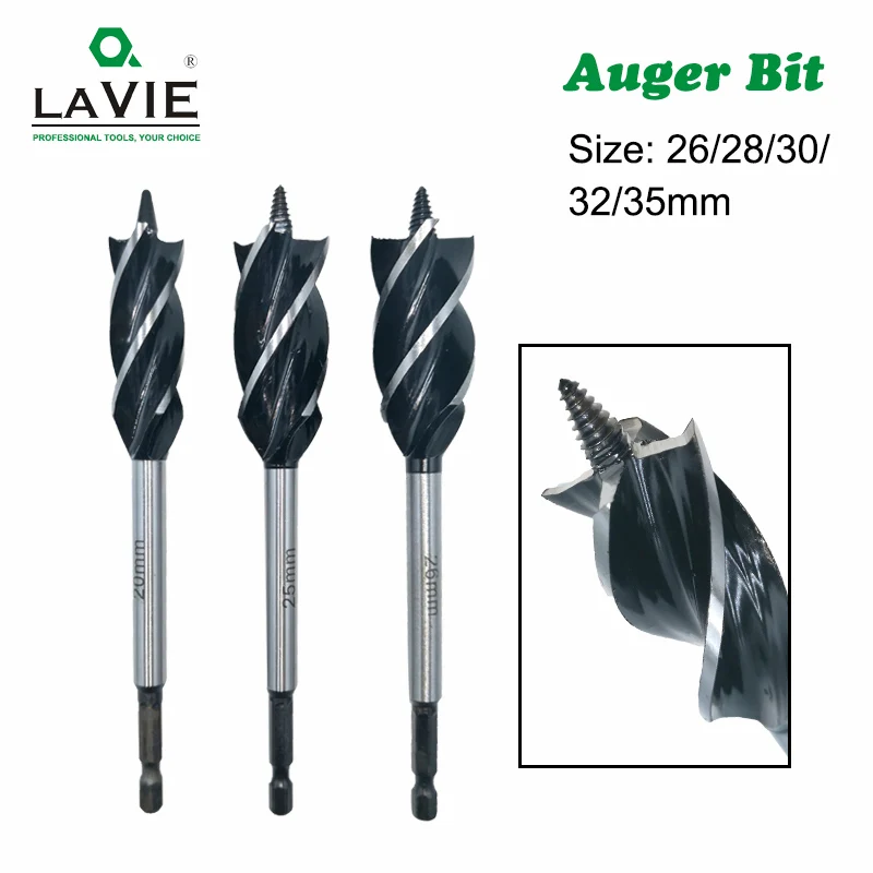 

LAVIE 26-35mm Twist Wood Auger Bit Drill Bits Set Fast Cut Carpenter Joiner Tool Drilling Bit For Wood Cut Suit for woodworking