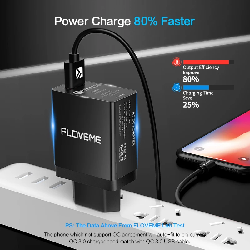 Быстрое универсальное зарядное устройство FLOVEME QC3.0 для iPhone Samsung S8 7 мобильного