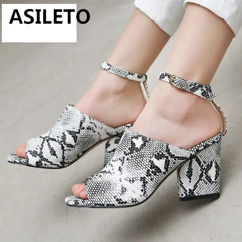 ASILETO Женская змеиная обувь босоножки на высоком каблуке Летние Босоножки с
