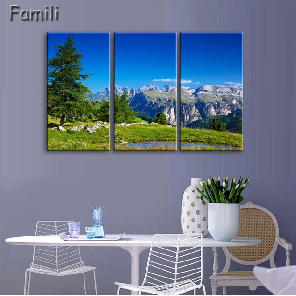 Pintura en lienzo de paisaje para sala de estar, arte de pared espectacular, imagen de sol, gran oferta, 3 piezas-4
