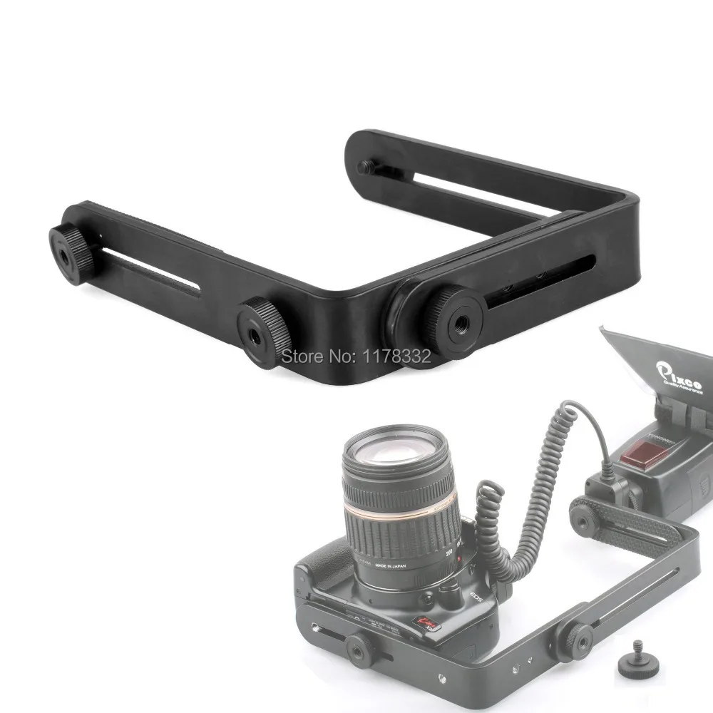 

Universal Adjustable Dual-L Flash Bracket Stand Support Holder for DSLR Camera