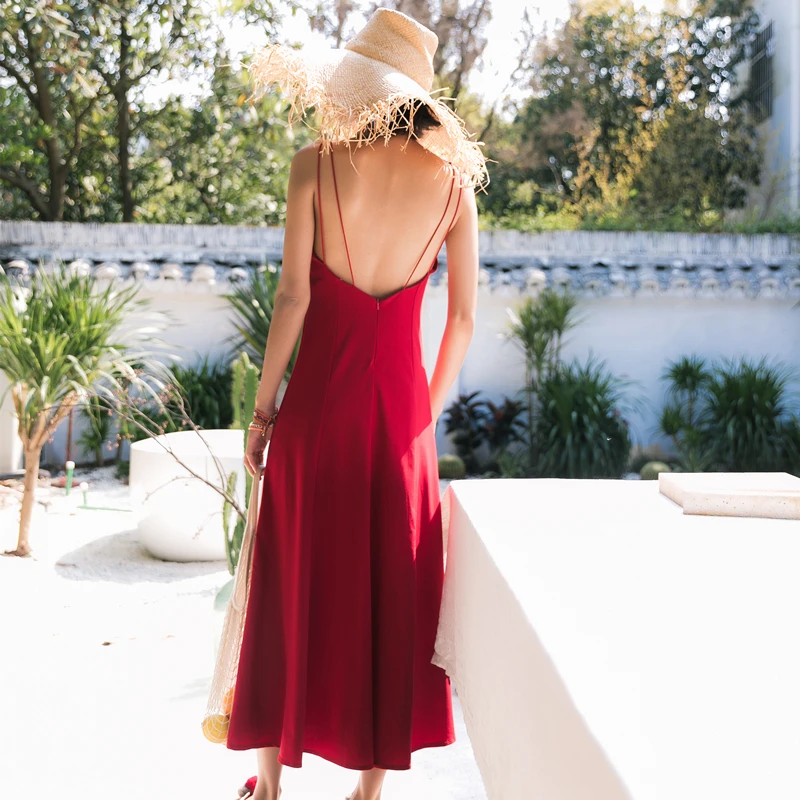 Лето 2018 Новое Приморское женское платье на бретельках с открытой спиной богемное