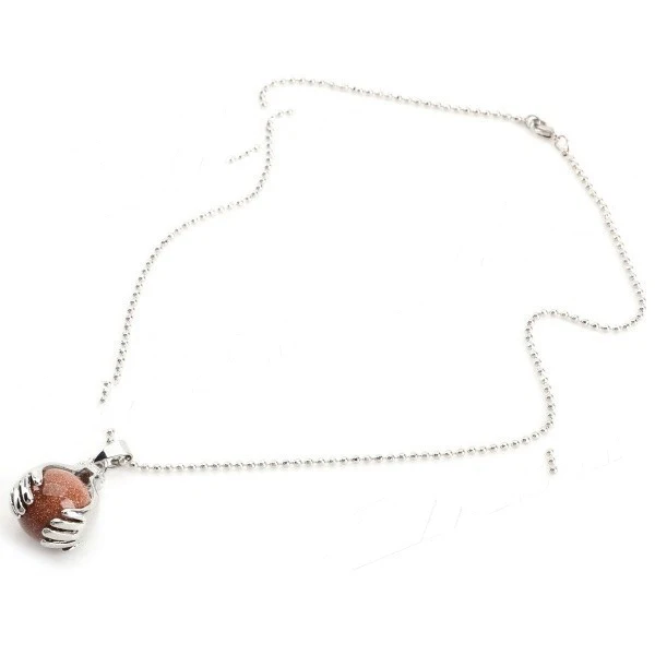 Cuddle Fenlu Stylish A Pearl in The for Palm Style Pendant Necklace - Reddish Brown + Silver |