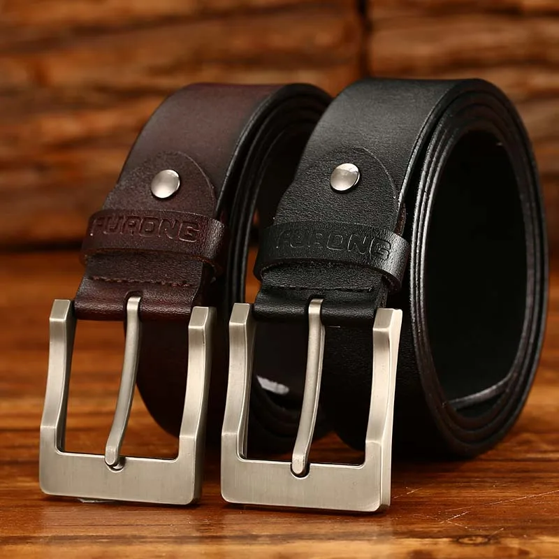 FURONG 2019 Real Cowhide Designer Waist Belt Men Luxury Brand Full Grain Leathere Original Brand Belts Genuine Leather Belt Men