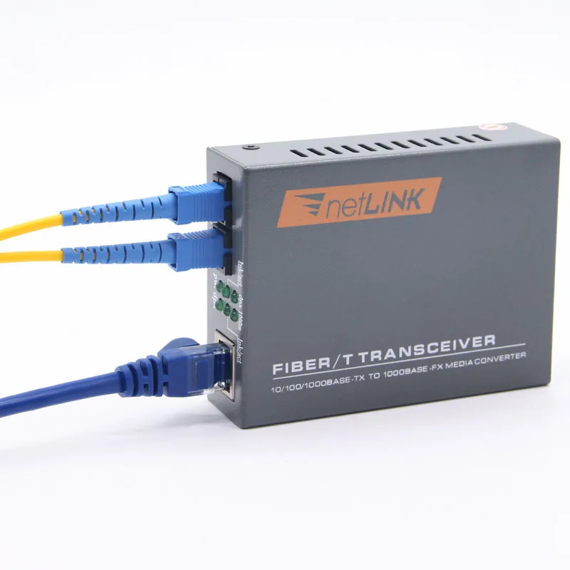 

2PCS 10/100/1000Base Netlink HTB-GM-03-AB simplex Double Fiber Optic 2KM RJ45 Enternet Converter Fiber transceiver converter