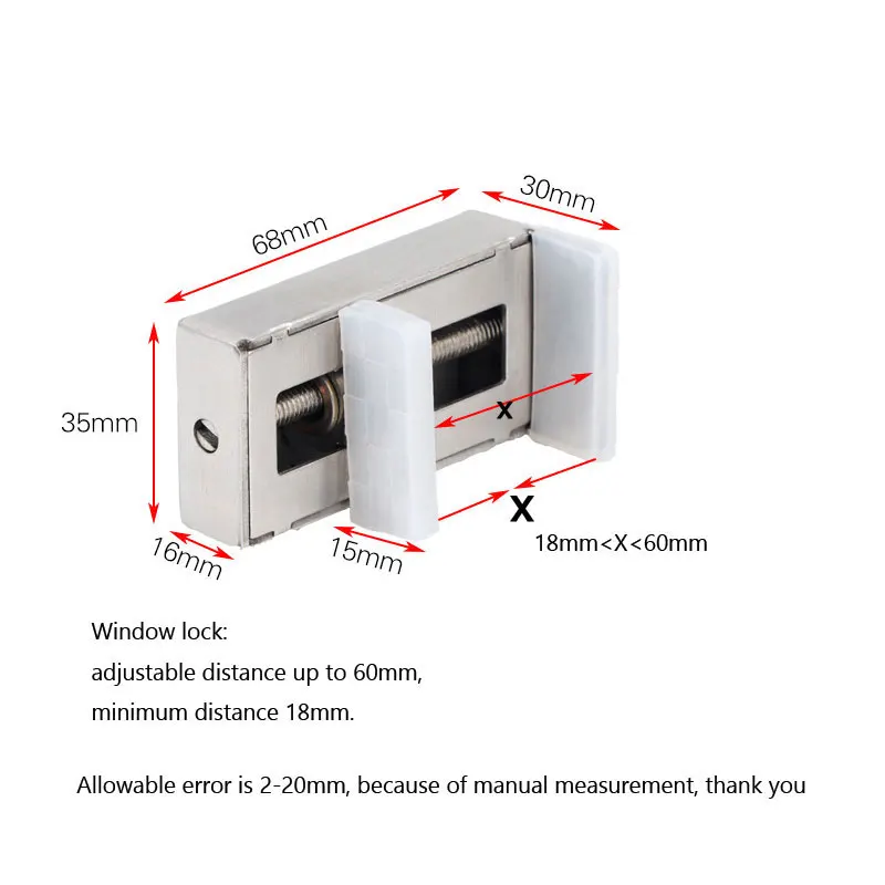Cerradura de seguridad de ventana de acero inoxidable con llave, antirrobo para proteger puertas y ventanas de ni&ntilde;os, 1 ud.-5