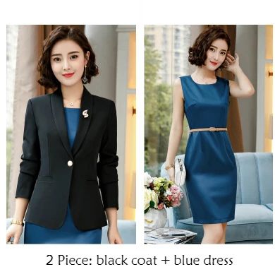 black coat dress Женский костюм Весна Лето длинный рукав тонкий белый блейзеры офисные женские модные элегантные рабочие повседневные пальто платья костюмы Женская одежда - Цвет: black coat dress