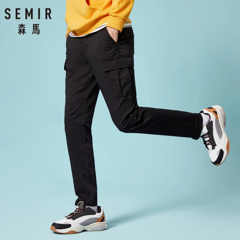 Мужские брюки-карго из мягкого хлопка SEMIR узкие брюки с карманами на молнии