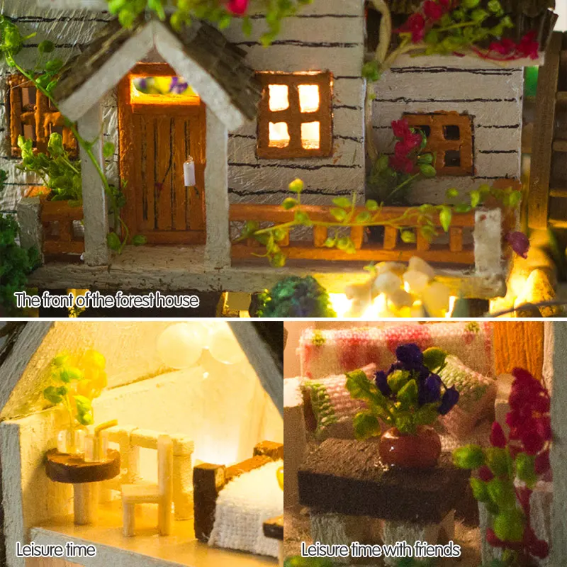 DIY деревянный дом Miniaturas с мебели DIY Миниатюрный стеклянный шар домик кукольный домик игрушка для детей Рождественский подарок лесной дом