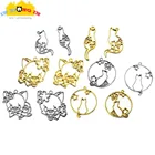 Подвеска в виде кошки, серебряная, с УФ-смолой, декоративный брелок, 5 шт.