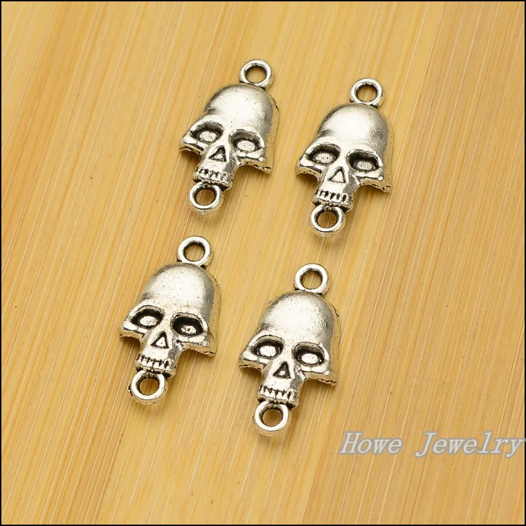 Оптовая продажа 110 шт Ретро череп пиратский соединитель Шарм тибетское серебро
