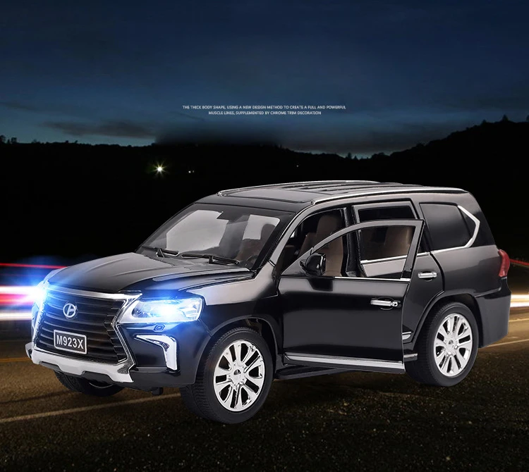 Горячая распродажа! 1:24 колеса toyota lexus LX570, роскошный внедорожник, металлическая модель, оттягивающие назад литые игрушки из сплава, автомобильный светильник со звуком