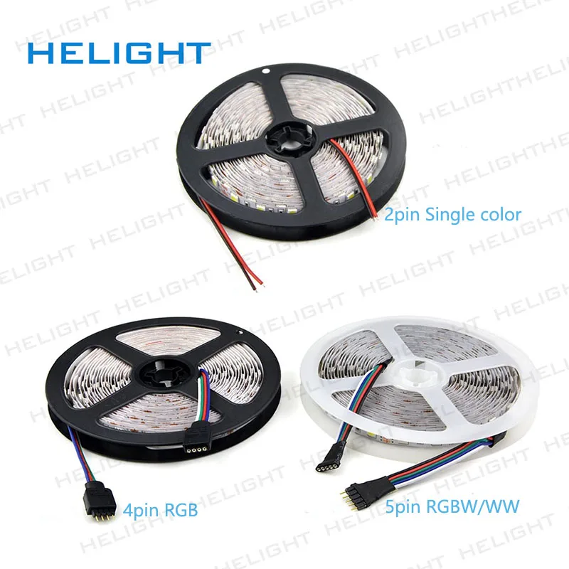 DC12V 5050 Светодиодные ленты светильник 5 м 300LED один Цвет/RGB/RGBW/WW IP65 & IP20 гибкие
