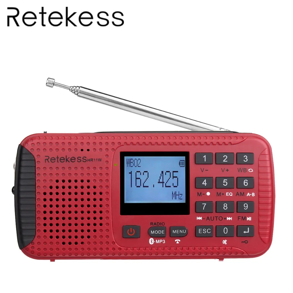 Retekess HR11W цифровой рекордер портативный FM/MW рукоятка Солнечная NOAA погода