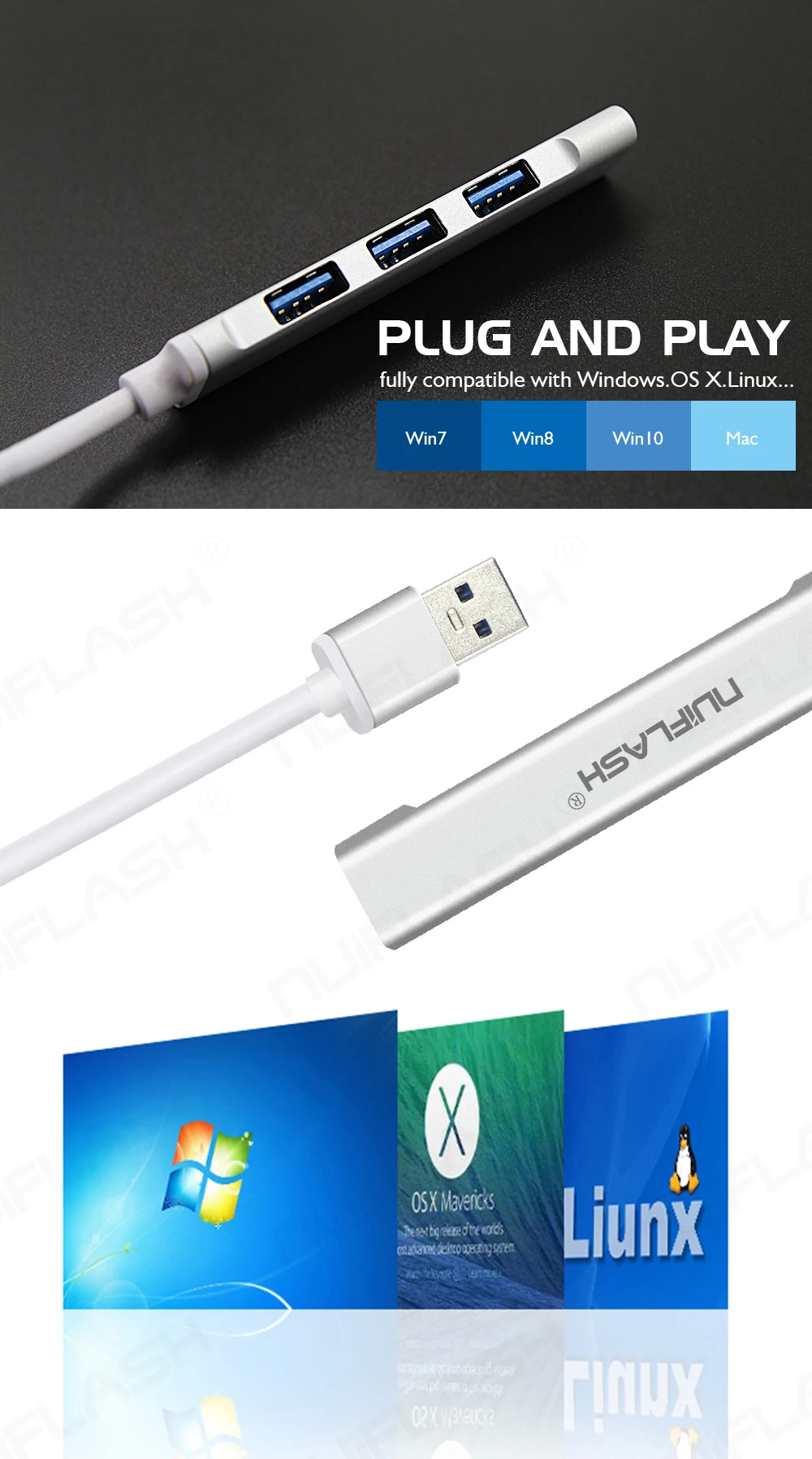 Горячий черный USB 3,0 Hi-Скорость 4-Порты и разъёмы разветвитель адаптер для ПК компьютер Прямая