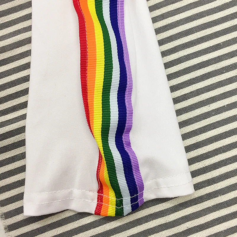 YouGeMan Осенняя Футболка женская одежда Корейский Ulzzang Harajuku Радужная полосатая футболка женская футболка с длинным рукавом Повседневный Базовый Топ