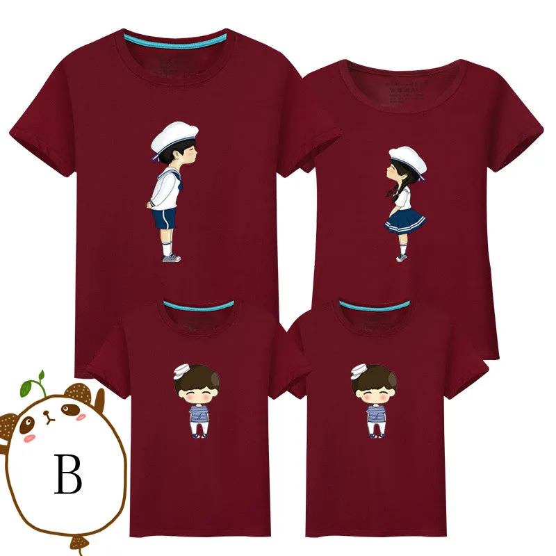 Родитель-ребенок Футболки прекрасный мультфильм рубашка любителей Семейные