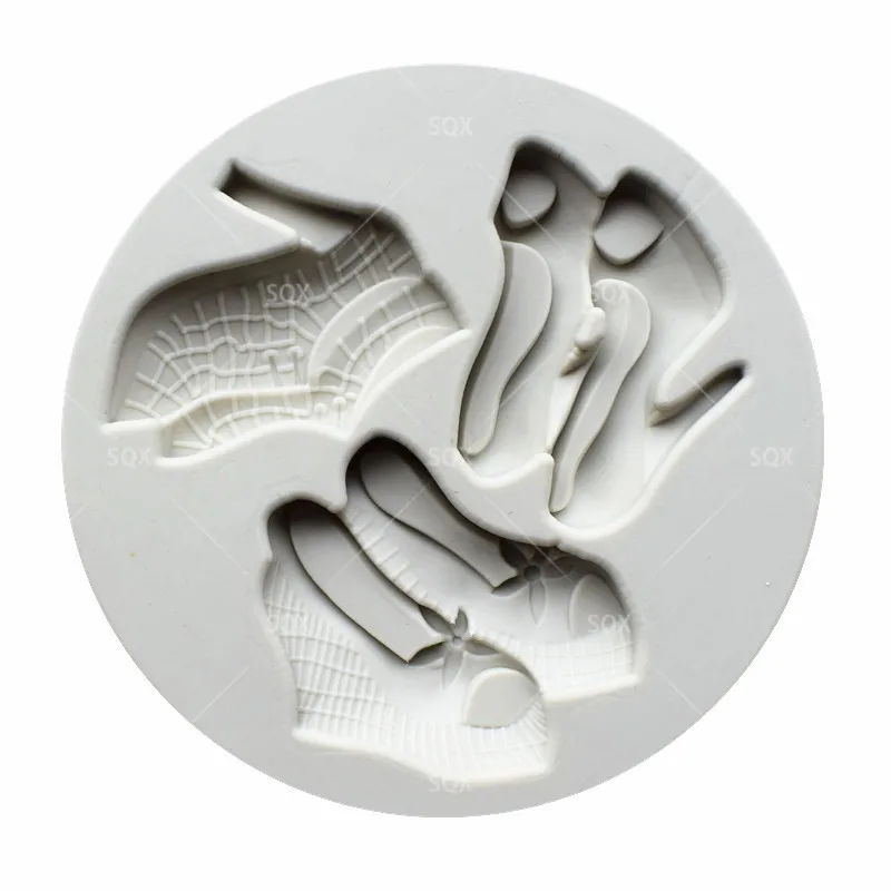 Три пары обуви в форме силиконовой помадки форма для украшения тортов