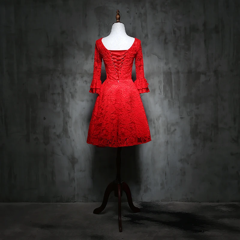 Новинка 2017 вечерние платья с длинным рукавом красное платье невесты элегантное