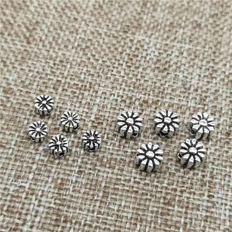 925 Sterling Silver Sunflower Flower Beads 4mm 6mm Bracelet Spacer | Украшения и аксессуары