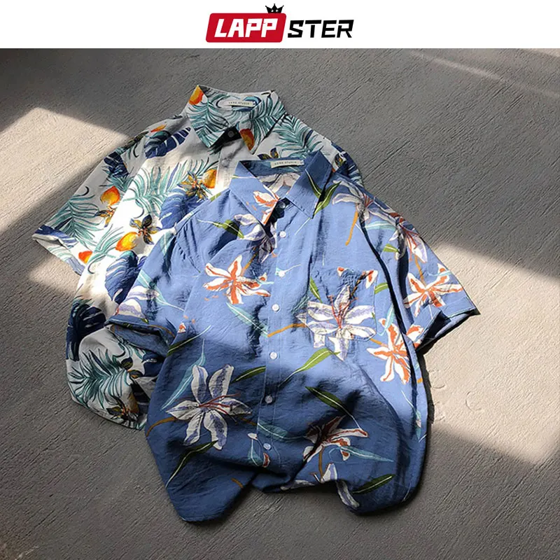 Мужская рубашка с короткими рукавами LAPPSTER Корейская Тонкая Повседневная в стиле