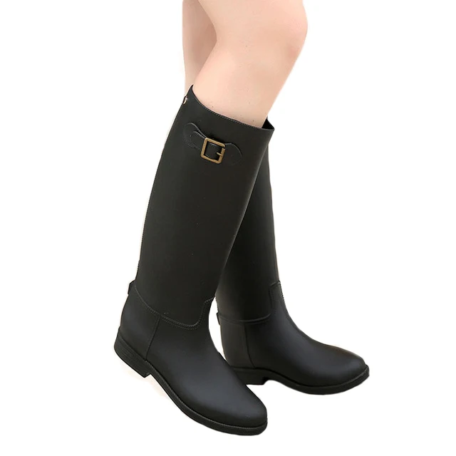 Женские непромокаемые сапоги Fengnong из ПВХ до колена на плоской резиновой подошве