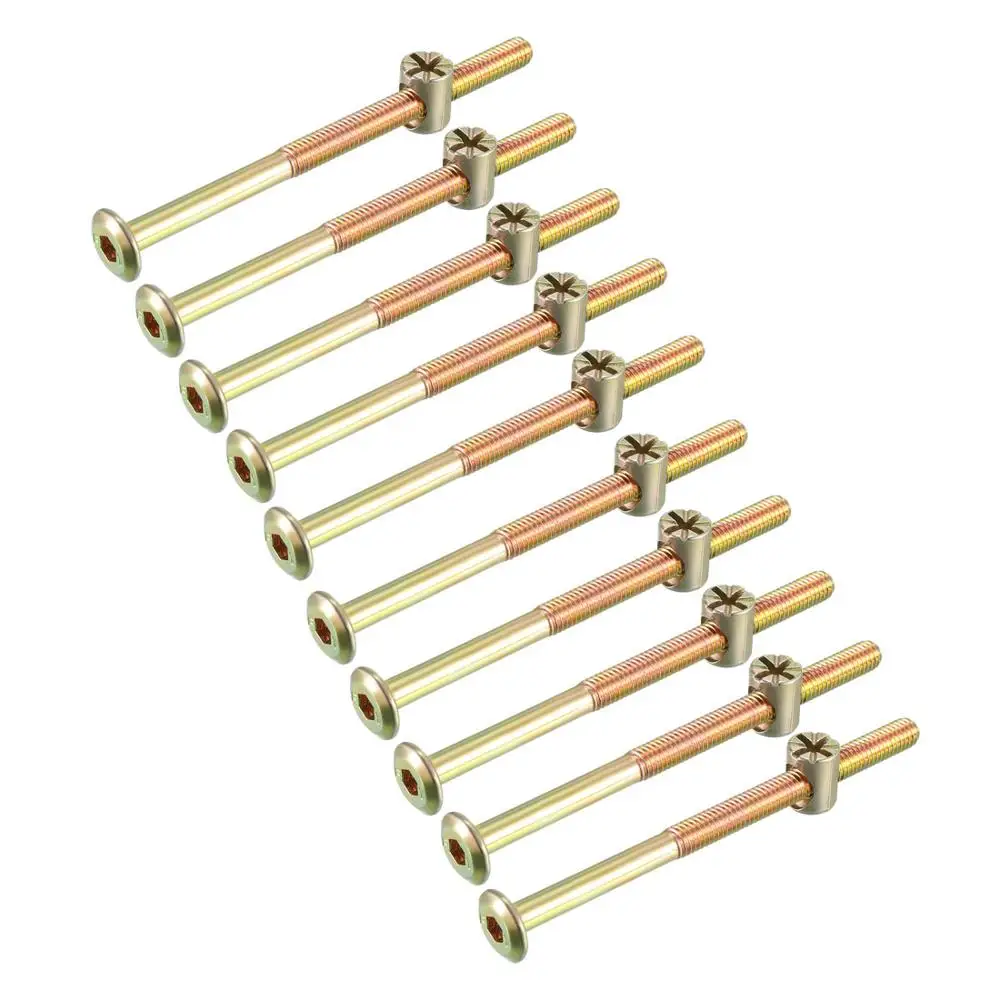 

uxcell 10sets Furniture Bolt Nut Set Hex Socket Screw with Barrel Nuts Phillips-Slotted M6x80 M6x90 M6x100 M6x120 Assortment Kit