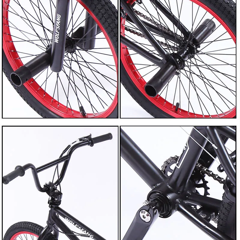 Wolf's fang, 20 дюймов, BMX, стальная рама, производительность, велосипед, фиолетовый/красный, шина, велосипед для шоу, трюк, Акробатический велосипед, задний, модный уличный велосипед