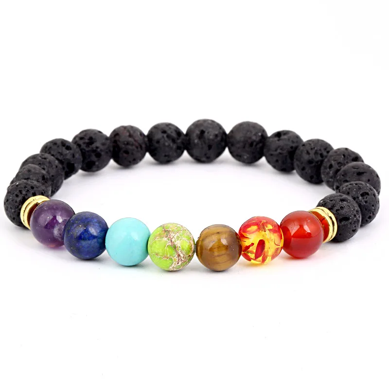 

Length 18.5cm Black Volcanic Stone Beads Bracelets Women Men Charms Charm Bracelet Wedding Christmas Jewelry Gifts Simple Round